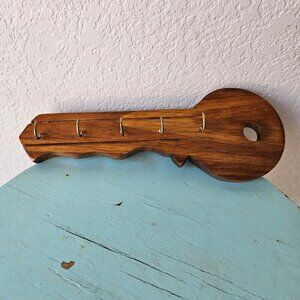 Vintage Key Shaped Hooks Hanging Holder Wall Mounted Solid Wood Decor